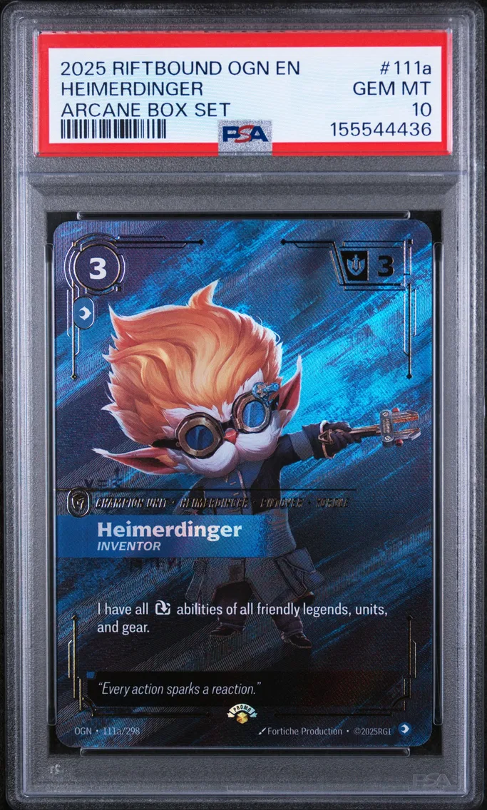 2025 #111a Heimerdinger - Inventor PSA 10 Riftbound: League of Legends Ogn-Origins