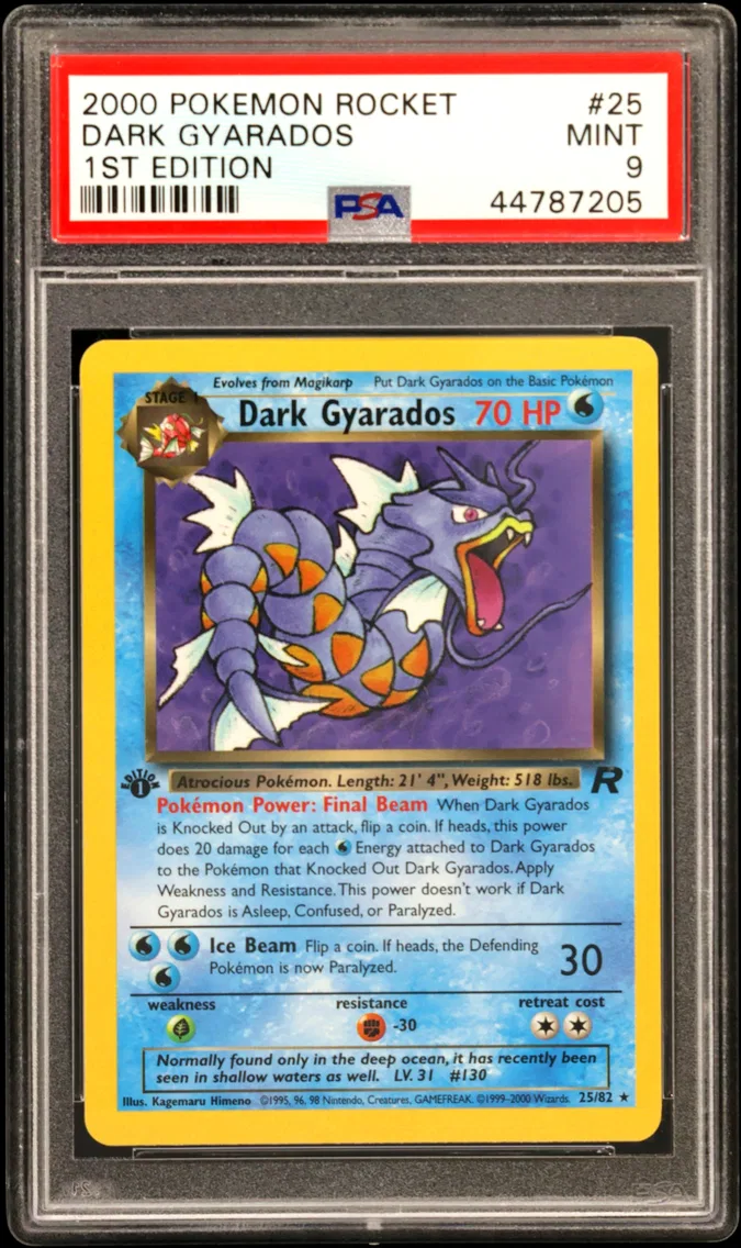 2000 Pokemon Rocket Dark Gyarados 1st Edition Rocket #25 PSA 9