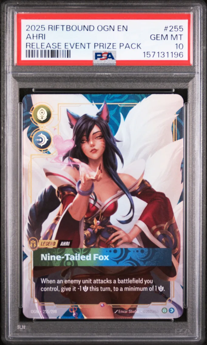 2025 #255 Ahri - Nine-Tailed Fox PSA 10 Riftbound: League of Legends Ogn-Origins