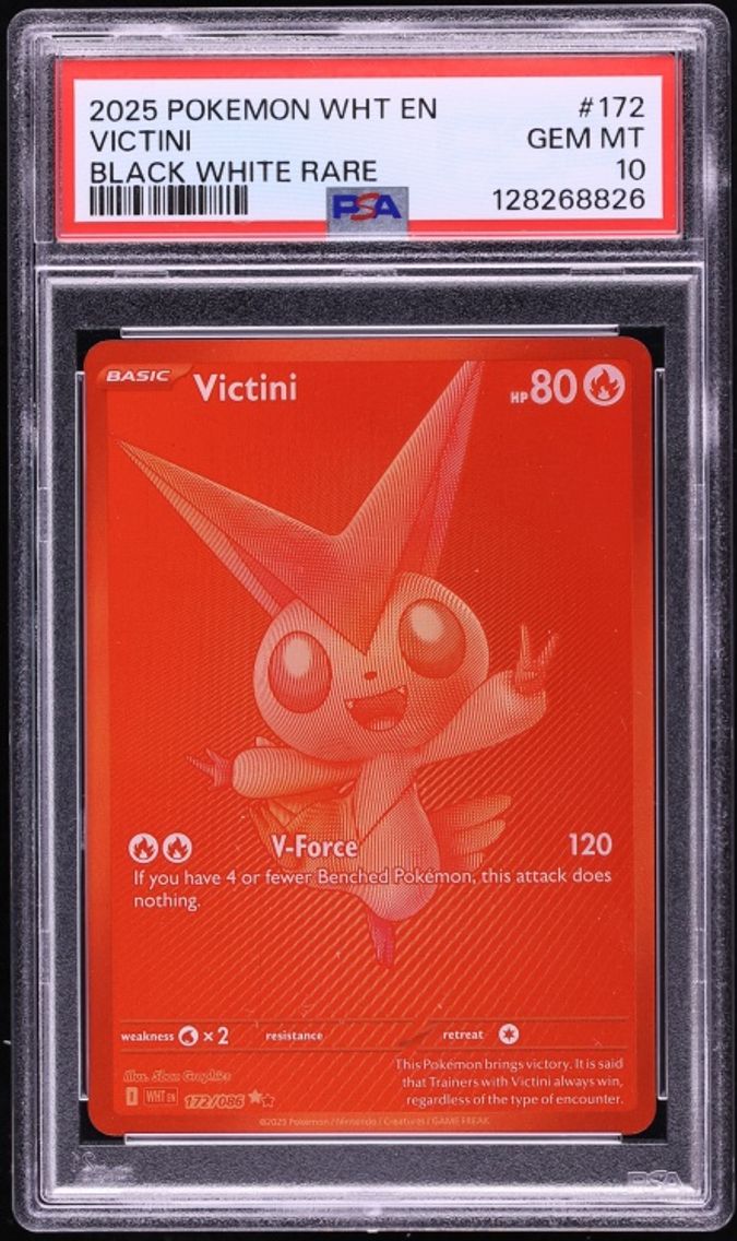 2025 #172 Scarlet & Violet White Flare BWR Victini GEM MINT PSA 10 Pokemon