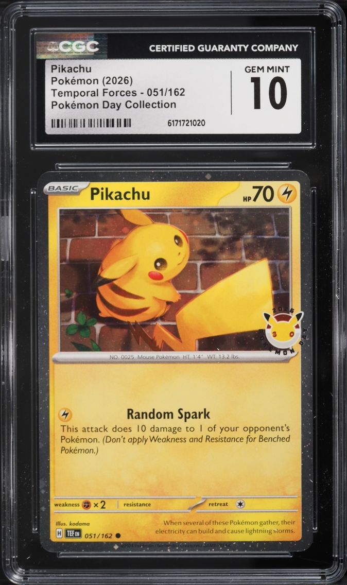 2026 Pokemon Day Collection Temporal Forces Pikachu #51 CGC 10 GEM MINT