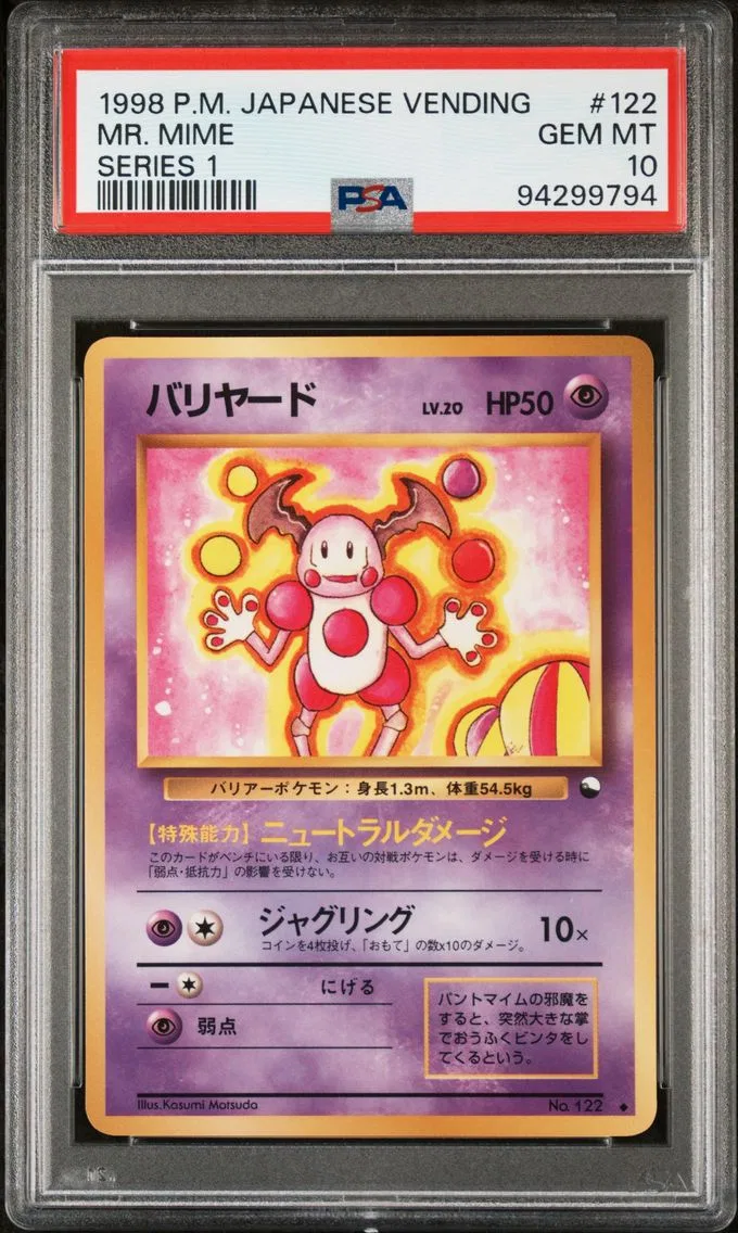 1998 #122 Mr. Mime PSA 10 Japanese Vending Pokemon