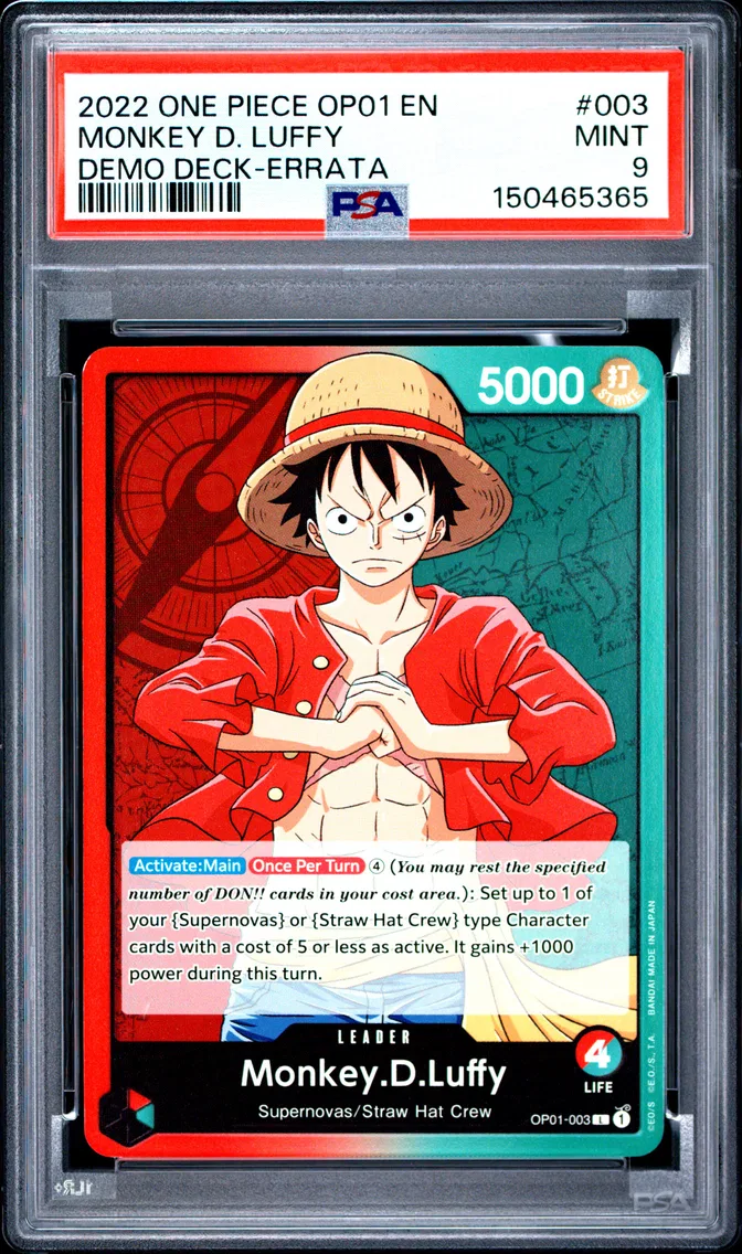 2022 #003 Monkey D. Luffy PSA 9 One Piece OP01-Romance Dawn