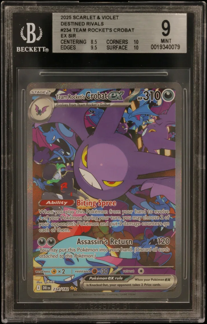 2025 #234 Team Rocket's Crobat ex SIR BGS 9 TCG Scarlet & Violet Destined Rivals