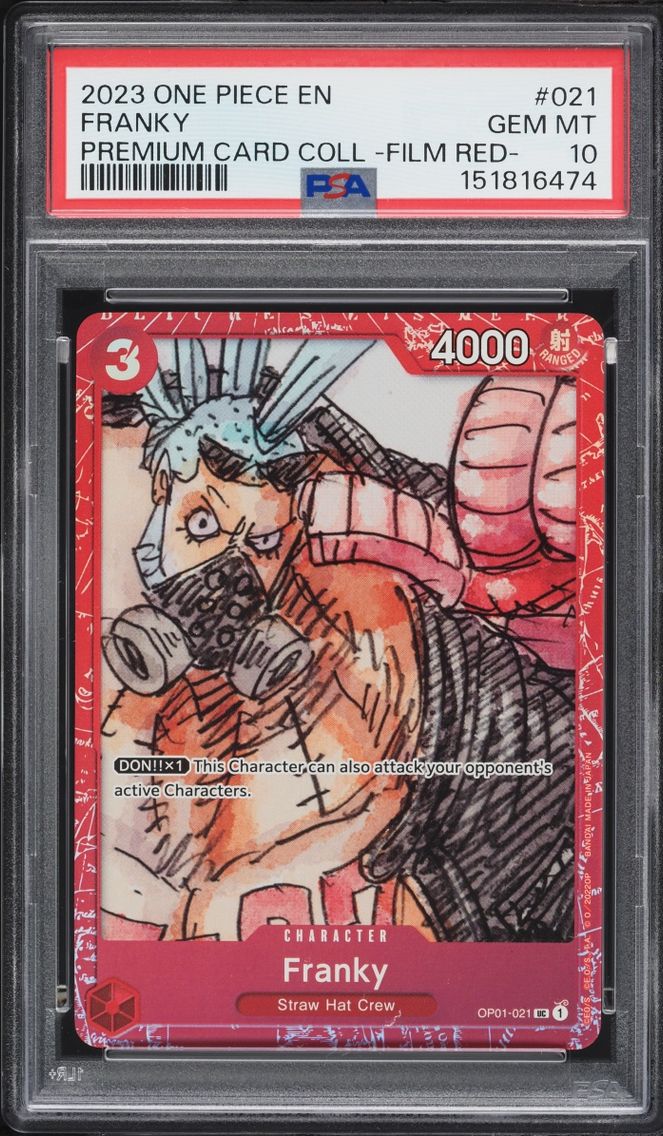 2023 #OP01-021 Franky PSA 10 One Piece Premium Card Collection Film Red