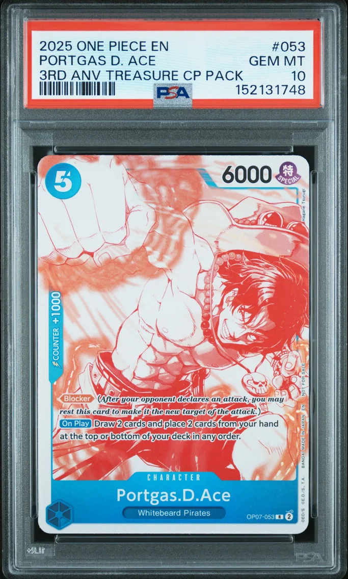 2025 #053 Portgas D. Ace PSA 10 One Piece 3rd Anniversary! One Piece Card Treasure Campaign Pack