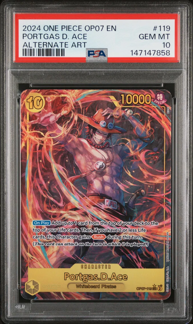 2024 #119 Portgas D. Ace PSA 10 One Piece OP07-500 Years in the Future