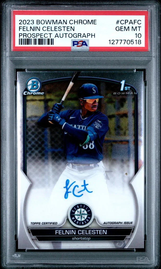 2023 #CPAFC FELNIN CELESTEN PSA 10 Bowman Chrome Prospect Autographs