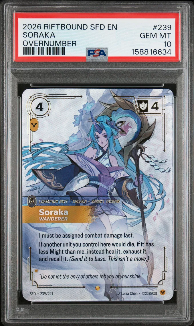 2026 #239 Soraka - Wanderer PSA 10 Riftbound: League of Legends Sfd-Spiritforged