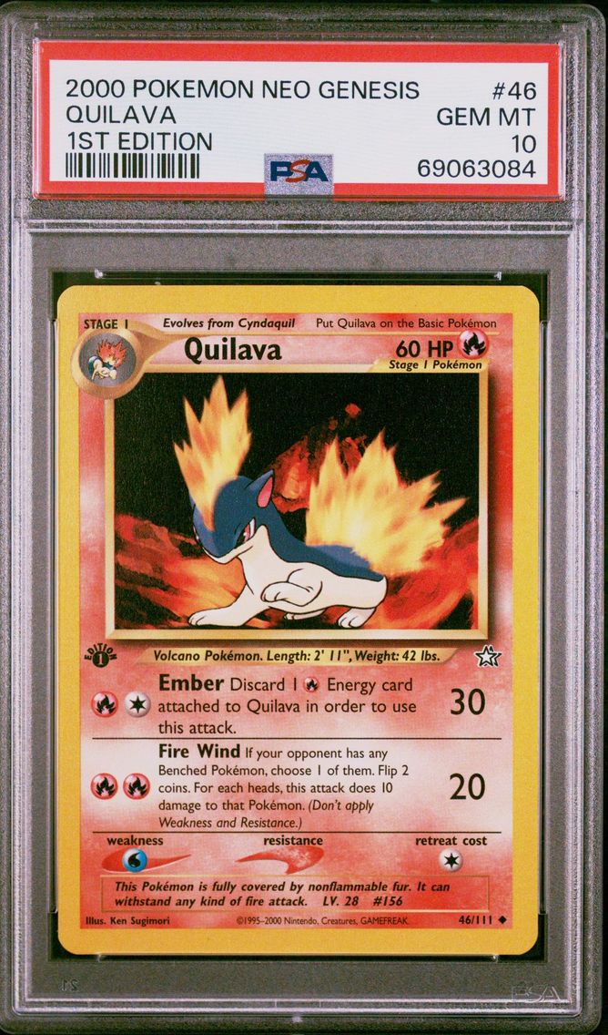 2000 #46 QUILAVA PSA 10 POKEMON NEO GENESIS 1ST EDITION