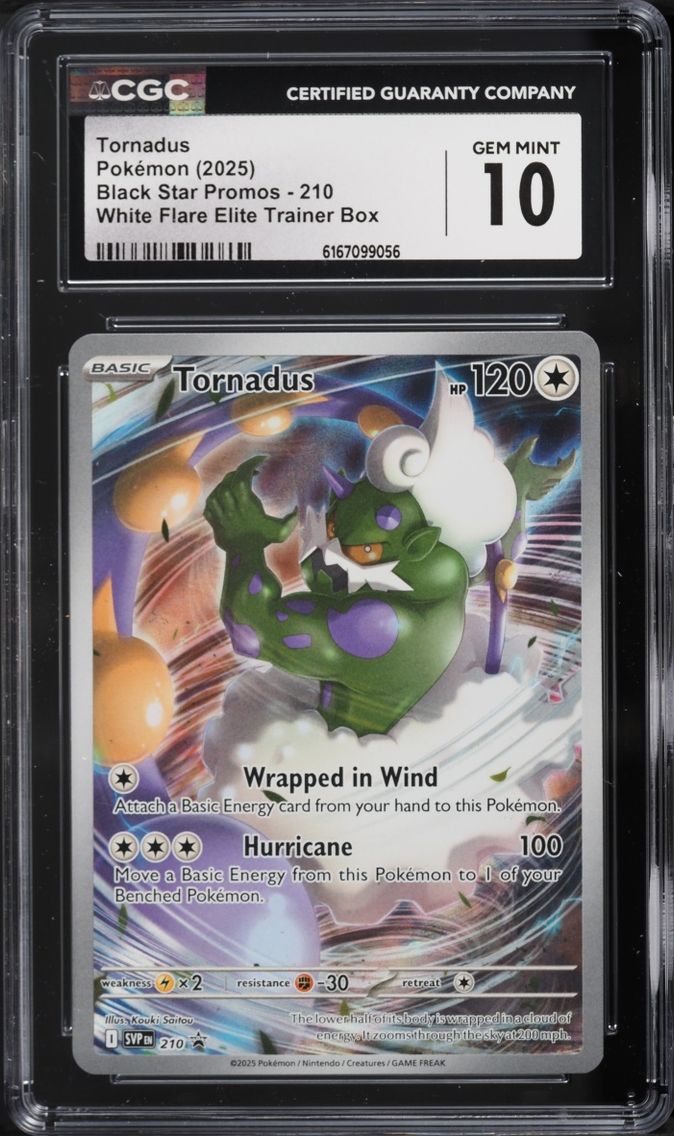 2025 Pokemon Scarlet & Violet Promo White Flare ETB Full Art Tornadus #210 CGC 10 GEM MINT