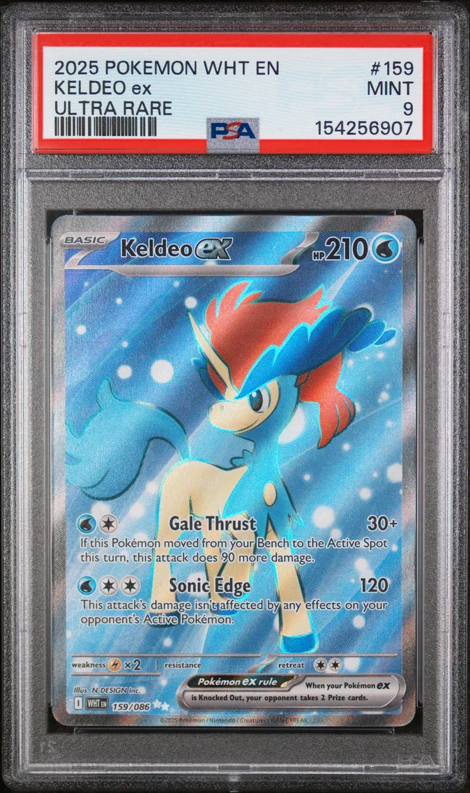 2025 #159 Keldeo EX PSA 9 Wht EN-White Flare