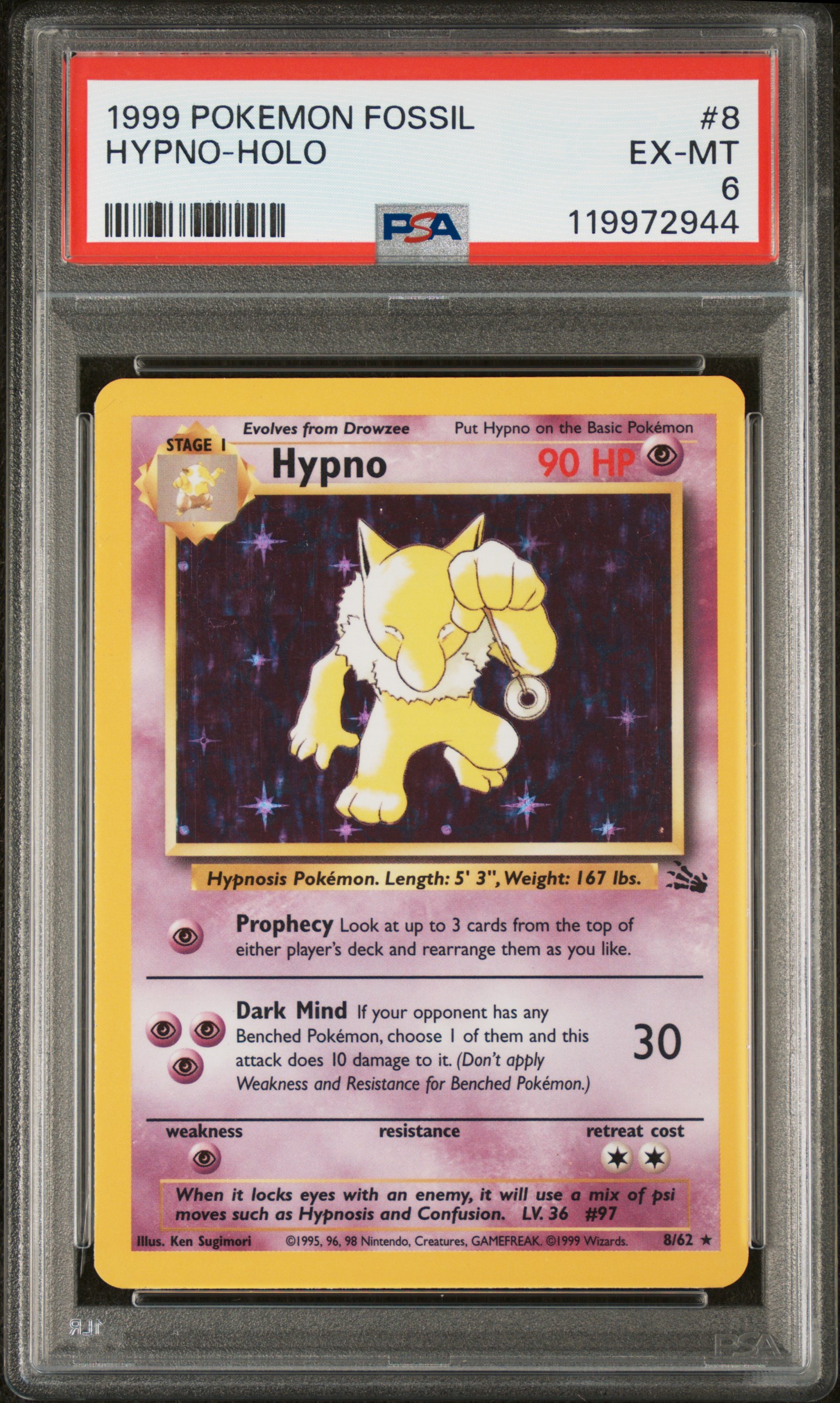 1999 #8 Hypno-Holo PSA 6 Fossil
