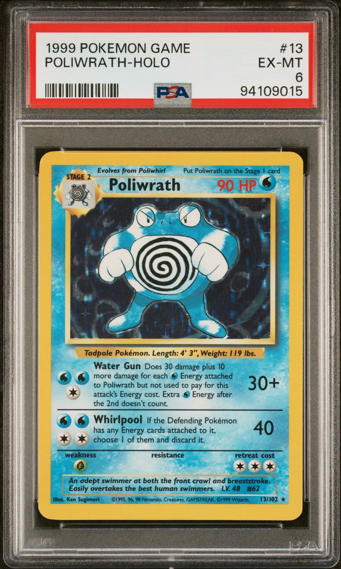 1999 #13 Poliwrath-Holo PSA 6 Game Pokemon