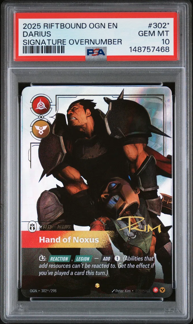 2025 #302* Darius - Hand of Noxus PSA 10 Riftbound: League of Legends Ogn-Origins