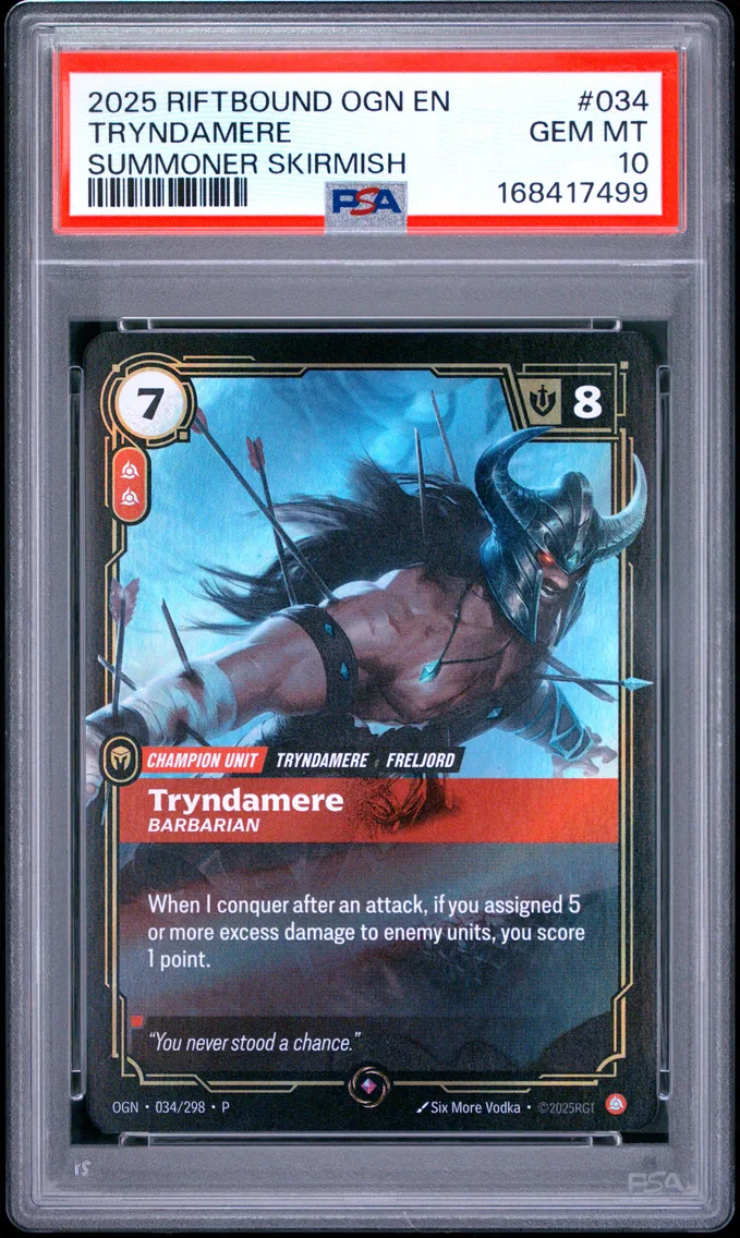 2025 #034 Tryndamere - Barbarian PSA 10 Riftbound: League of Legends Ogn-Origins