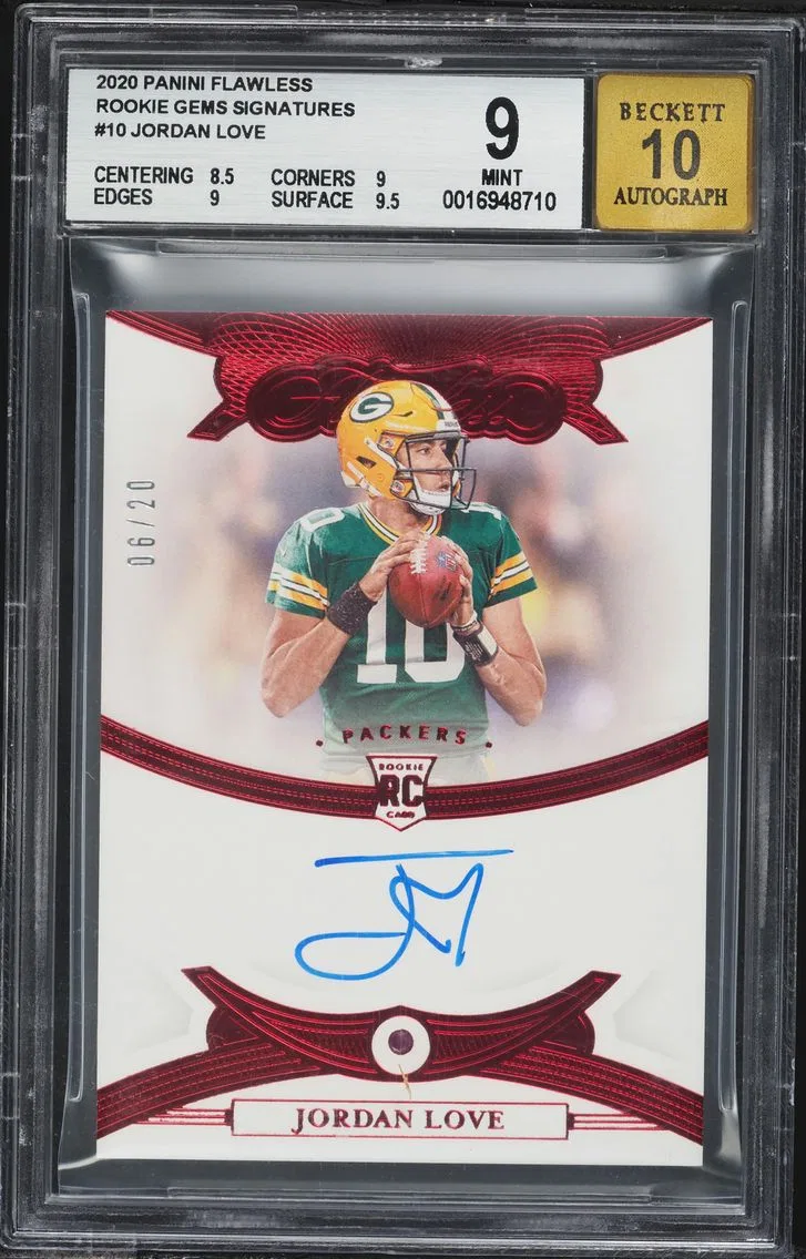 2020 #RGSJLO Jordan Love BGS 9 Panini Flawless Rookie Gems Signatures Football