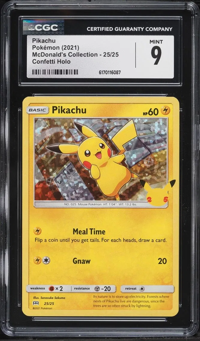 2021 Pokemon Sword & Shield McDonald's Collection Confetti Holo Pikachu #25 CGC 9 MINT