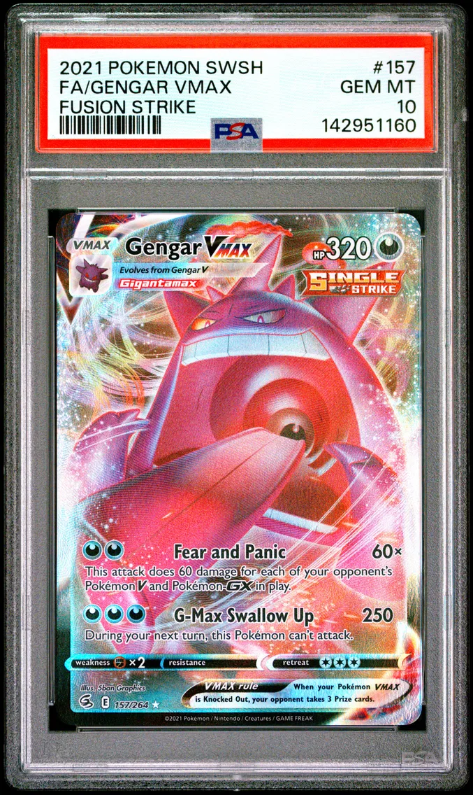 2021 Pokemon Sword & Shield Fusion Strike Full Art/Gengar Vmax Sword & Shield Fusion Strike #157 PSA 10