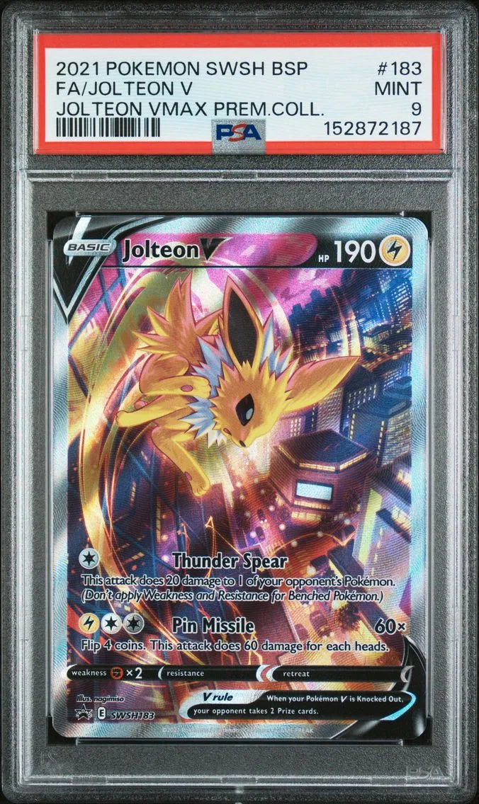 2021 Pokemon Swsh Black Star Promo Full Art/Jolteon V Swsh Black Star Promo #183 PSA 9