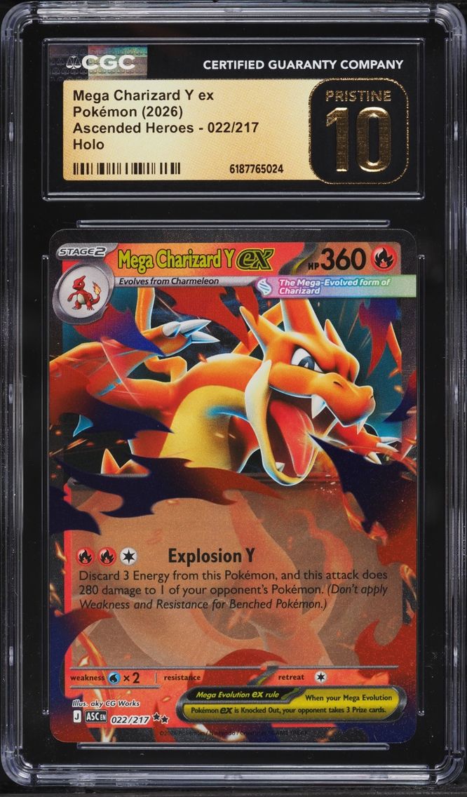 2026 #22 Mega Charizard Y EX CGC 10 Pokemon Mega Evolution Ascended Heroes Holo