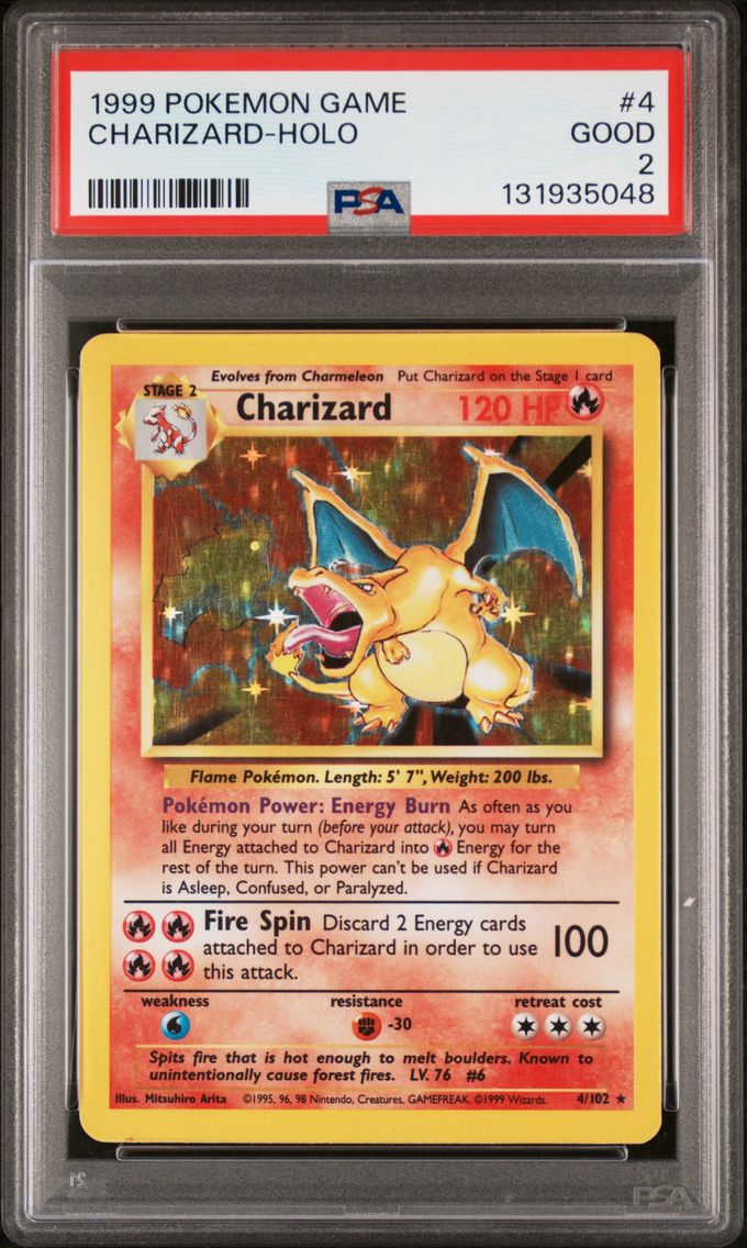 1999 #4 Charizard-Holo PSA 2 Game Pokemon