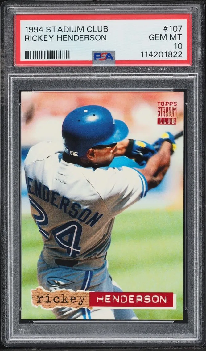 1994 Stadium Club Rickey Henderson #107 PSA 10 GEM MINT