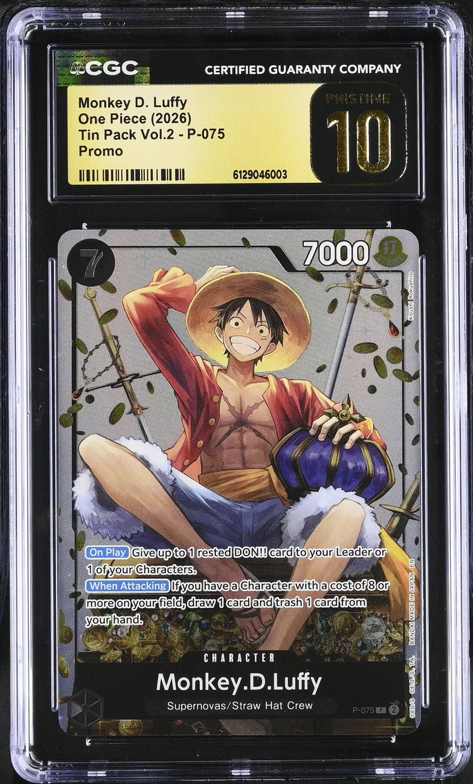 2026 #P-075 Monkey D. Luffy CGC 10 Pristine Tin Pack Vol.2 (Coins In BG) - English