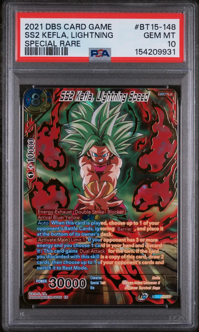 2021 #BT15-148 SS2 Kefla, Lightning Speed PSA 10 Dragon Ball Super Card Game Series 15 Saiyan Showdown