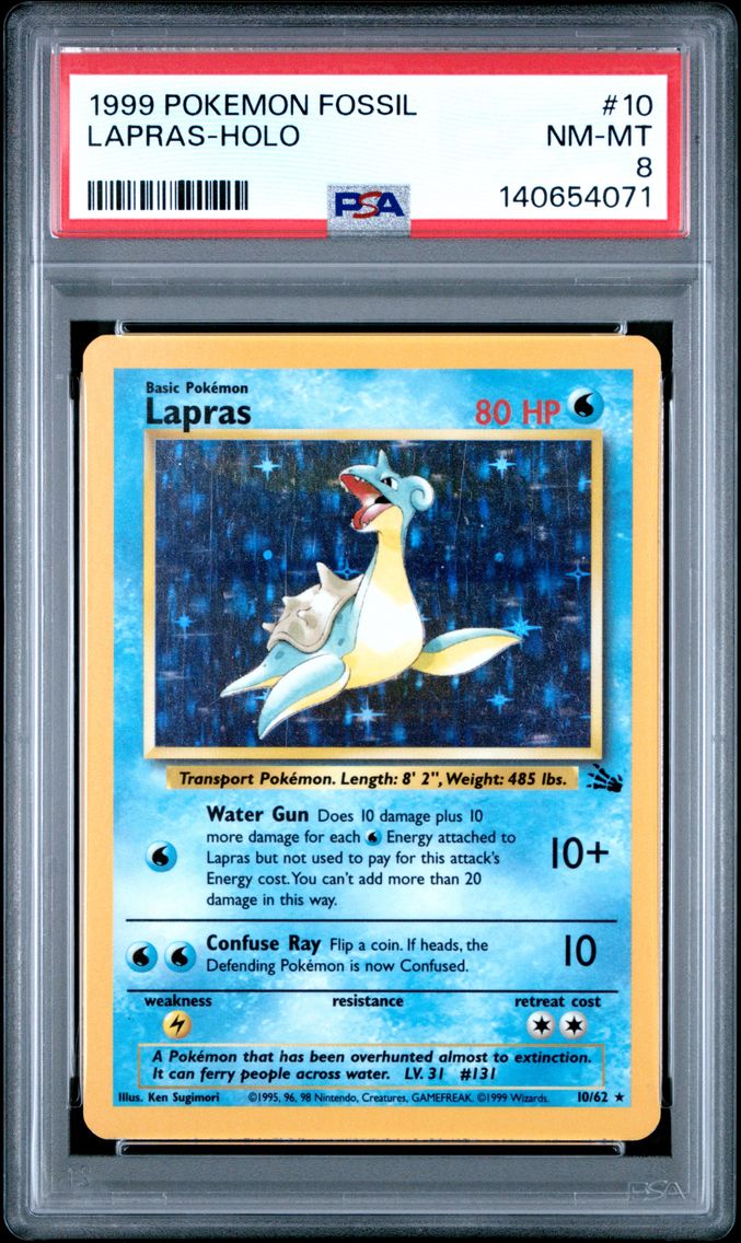 1999 #10 Lapras-Holo PSA 8 Fossil Pokemon