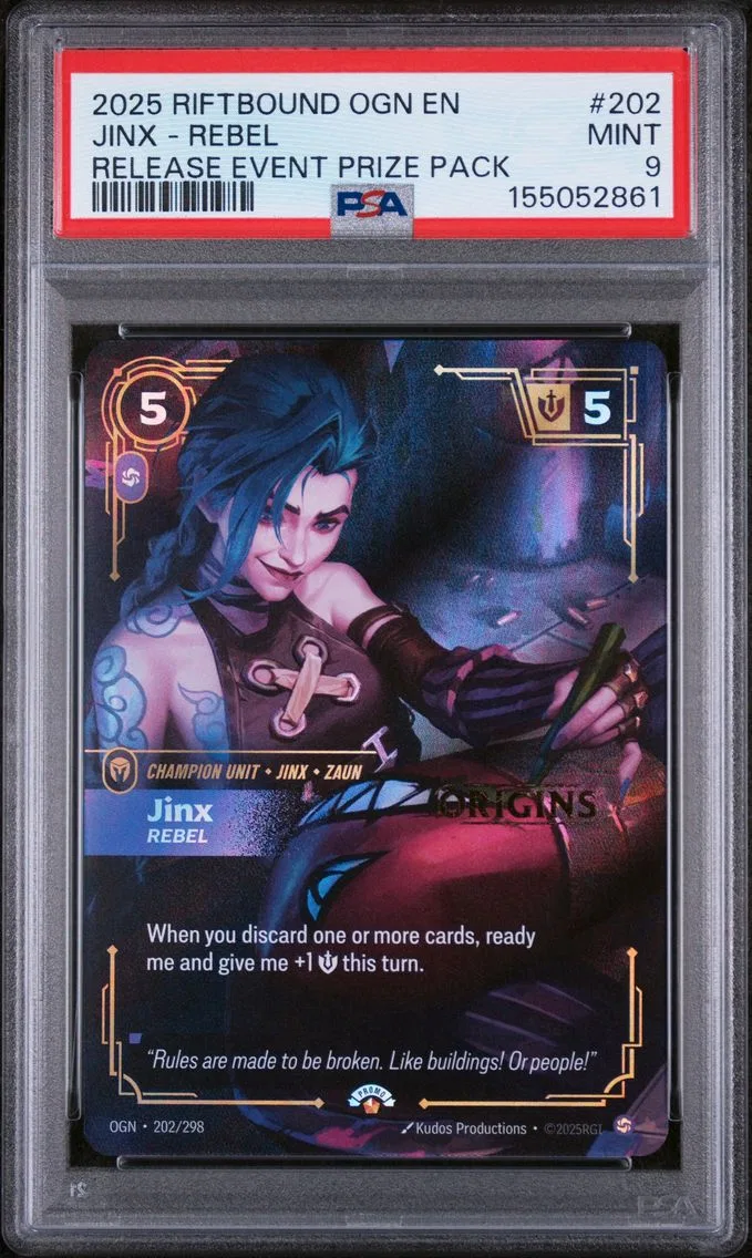 2025 #202 Jinx - Rebel PSA 9 Riftbound: League of Legends Ogn-Origins
