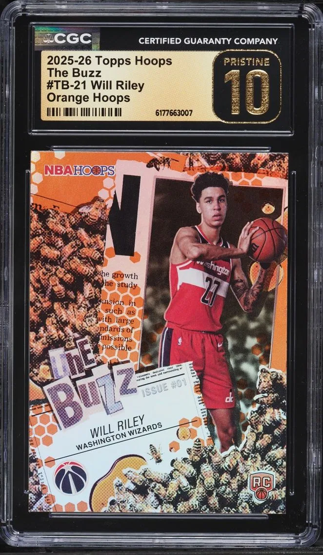 2025 Hoops The Buzz Orange Hoops Will Riley ROOKIE #TB-21 CGC 10 PRISTINE