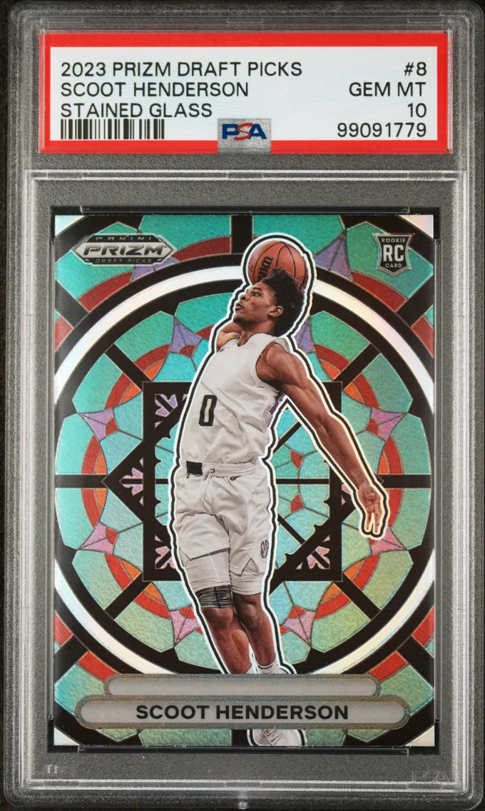 2023 #8 SCOOT HENDERSON PSA 10 Panini Prizm Draft Picks Stained Glass