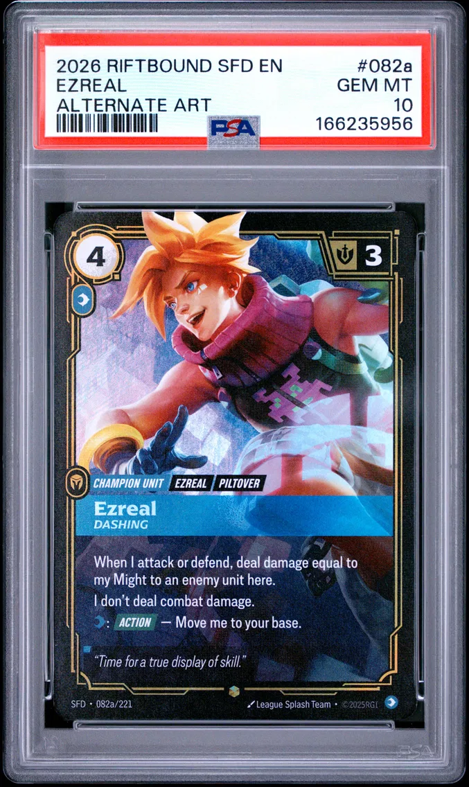 2026 #082a Ezreal - Dashing PSA 10 Riftbound: League of Legends Sfd-Spiritforged