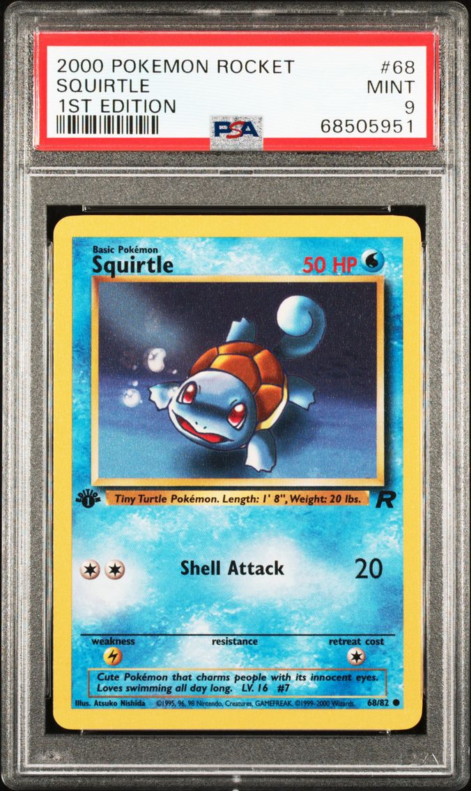 2000 #68 Squirtle 1st Edition PSA 9 Rocket Pokemon