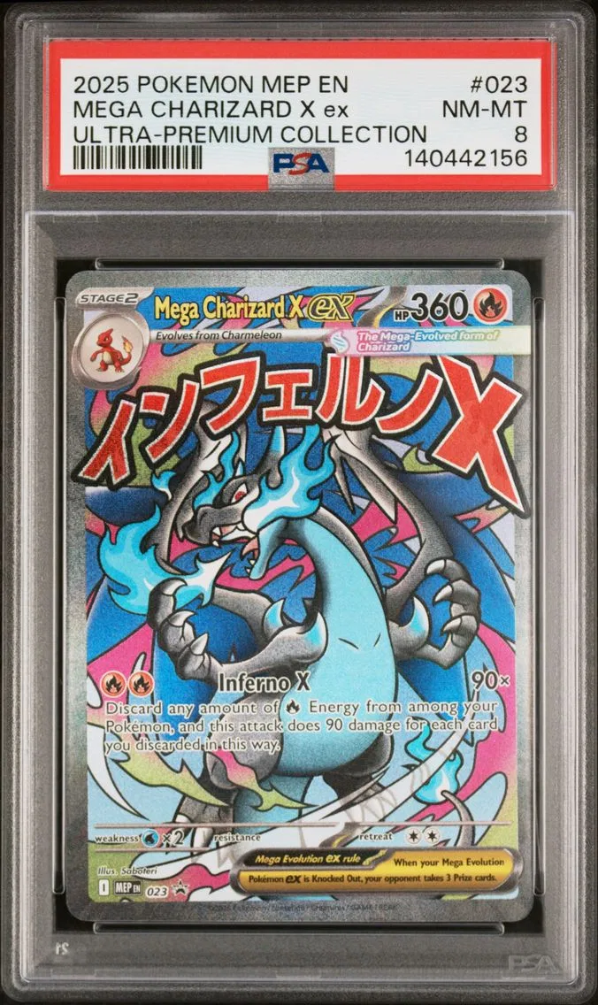2025 #023 Mega Charizard X EX PSA 8 Mep EN-Me Black Star Promo