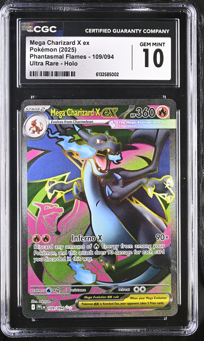 2025 #109 Mega Charizard X ex CGC 10 Phantasmal Flames - PFL EN - English