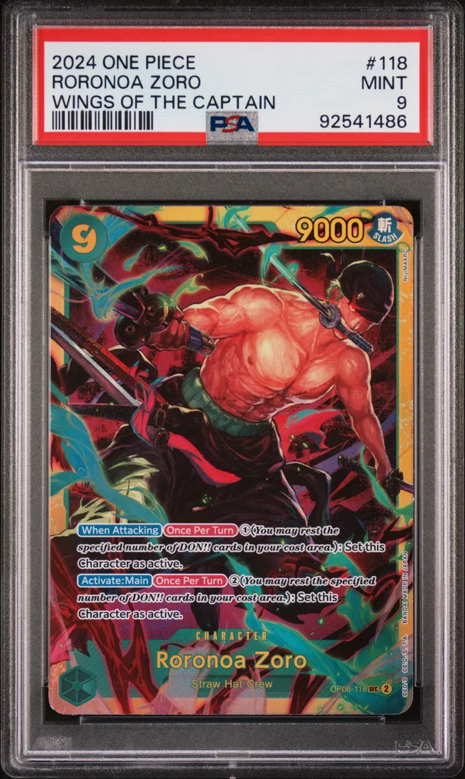 2024 #118 Roronoa Zoro PSA 9 One Piece OP06-Wings of the Captain