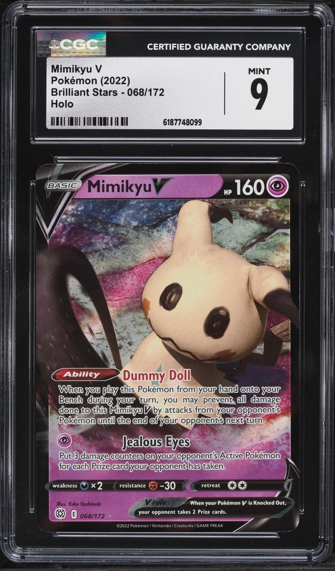 2022 #68 Mimikyu V CGC 9 Pokemon Sword & Shield Brilliant Stars Holo