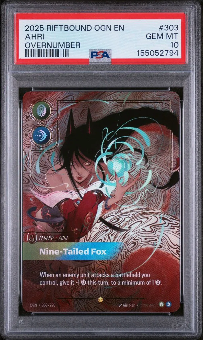 2025 #303 Ahri - Nine-Tailed Fox PSA 10 Riftbound: League of Legends Ogn-Origins