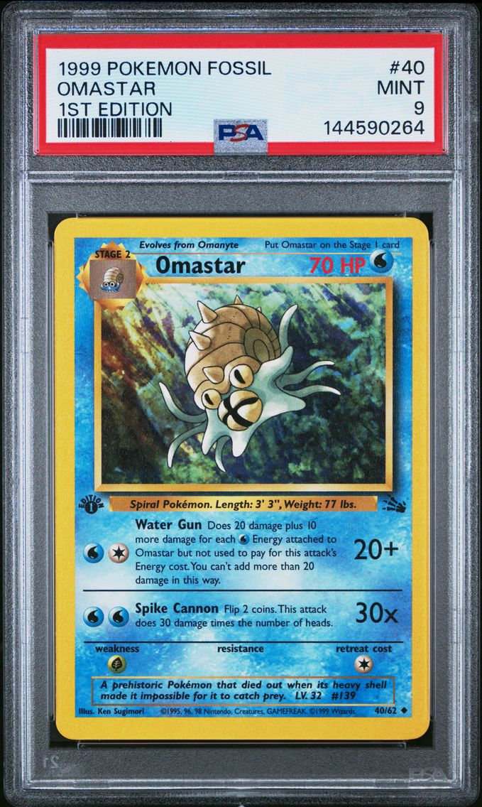 1999 #40 Omastar 1st Edition PSA 9 Fossil Pokemon