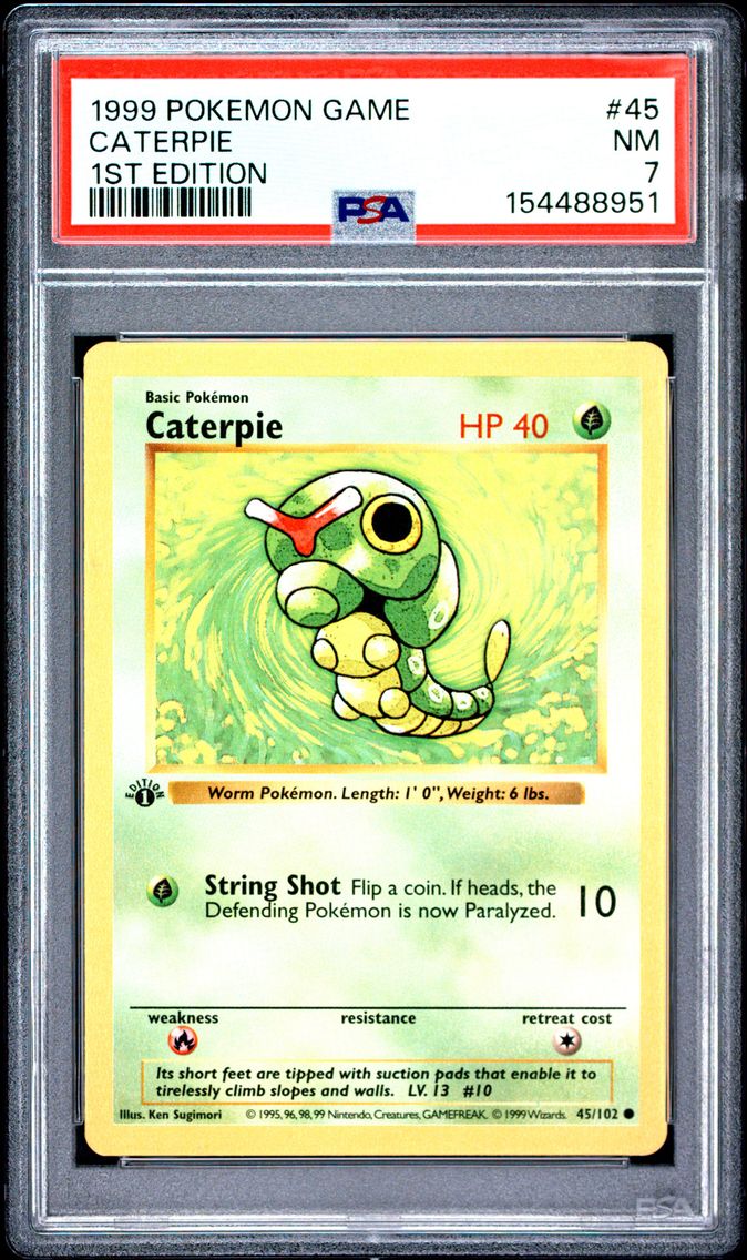 1999 #45 Caterpie 1st Edition PSA 7 Game