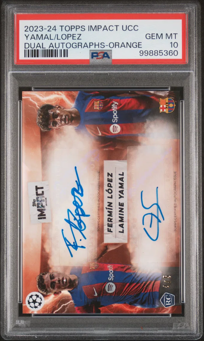 2023 #NA Fermin Lopez/Lamine Yamal PSA 10 Topps Impact UEFA Club Competitions Dual Autographs