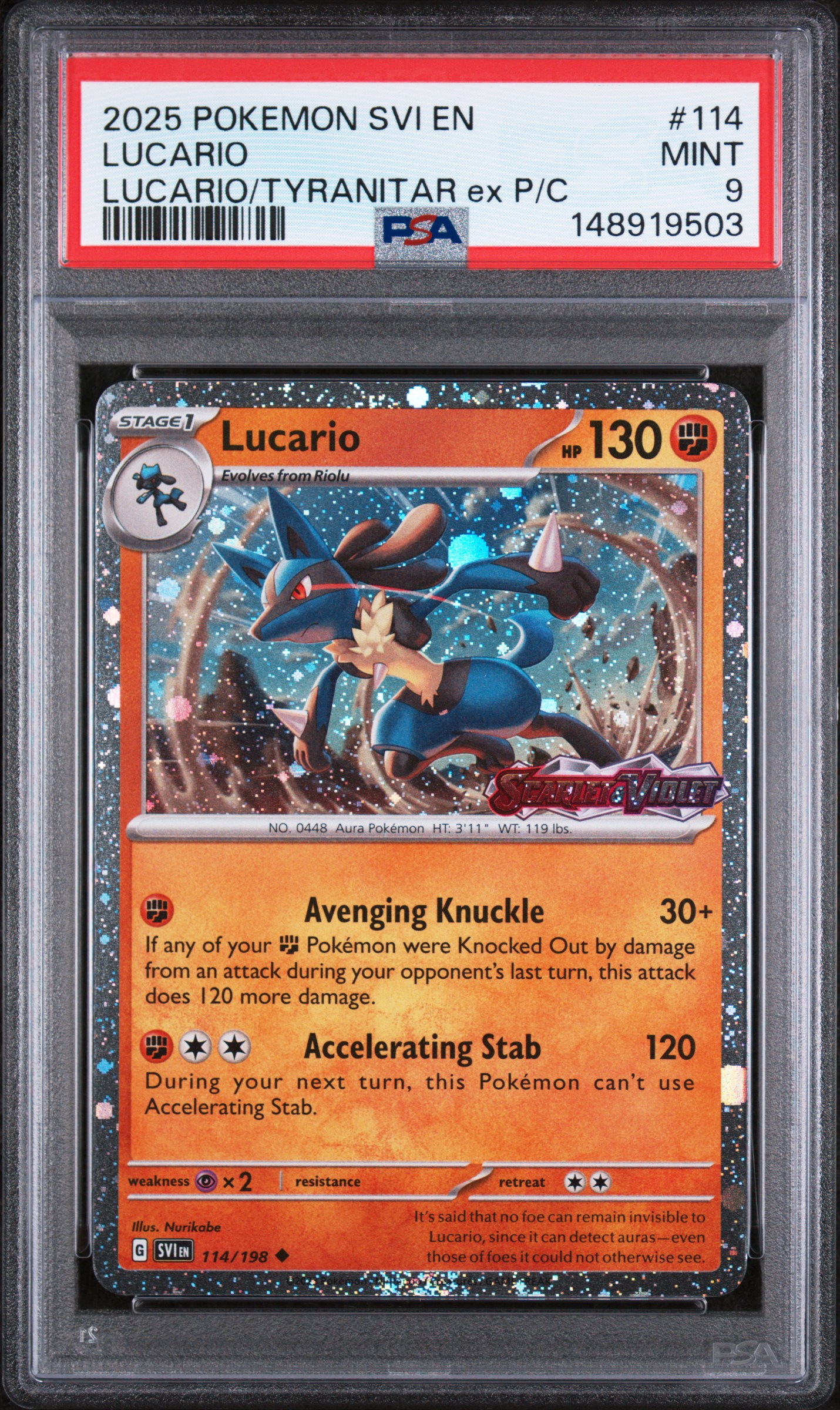 2025 #114 Lucario PSA 9 Svi En-Scarlet & Violet