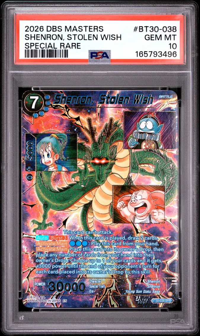 2026 #BT30-038 Shenron, Stolen Wish PSA 10 Dragon Ball Super Card Game Masters Series 30 Three Glorious Fighters