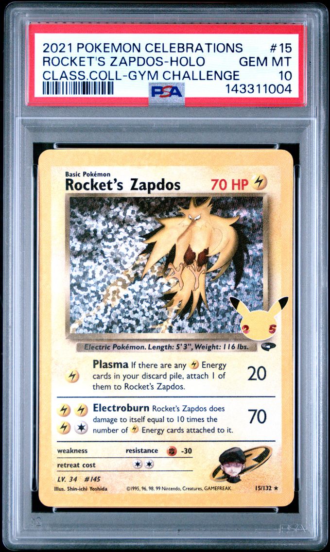 2021 #15 Rocket's Zapdos-Holo PSA 10 Celebrations Classic Collection Pokemon