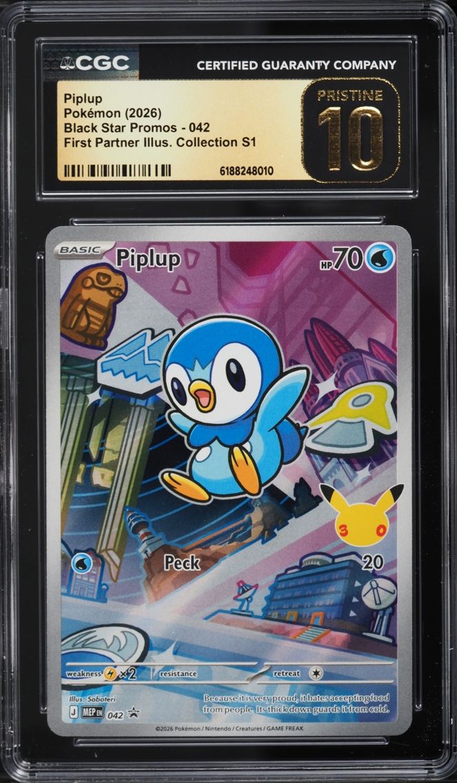 2026 #42 Piplup CGC 10 Pokemon Mega Promo First Partner Illustration Full Art
