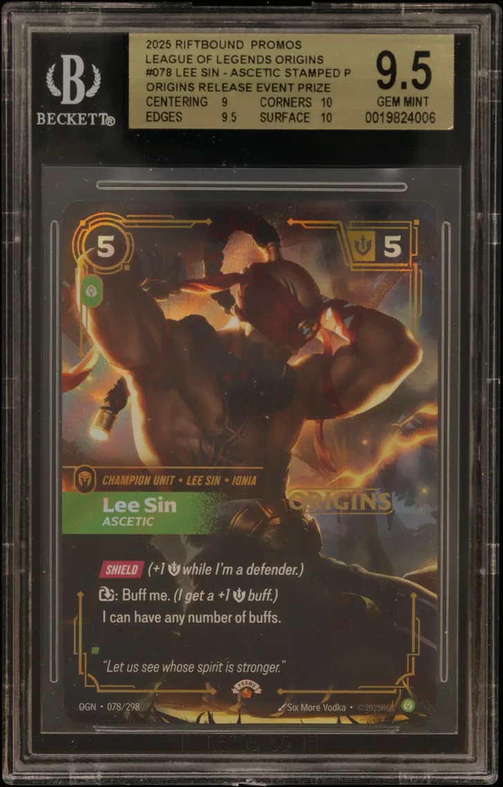 2025 #078 Lee Sin - Ascetic STAMP P/(Origins Release Event Prize Pack) BGS 9.5 Riftbound: League of Legends TCG Origins Promos