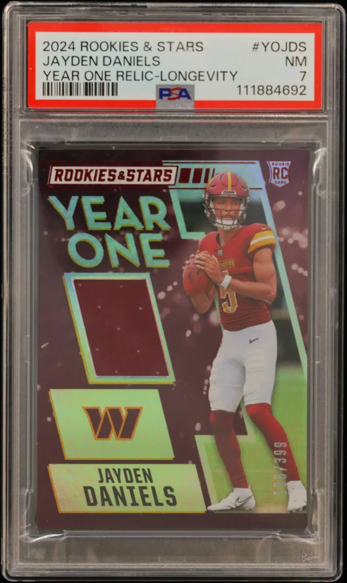 2024 #YOJDS Jayden Daniels PSA 7 Panini Rookies & Stars Year One Relics