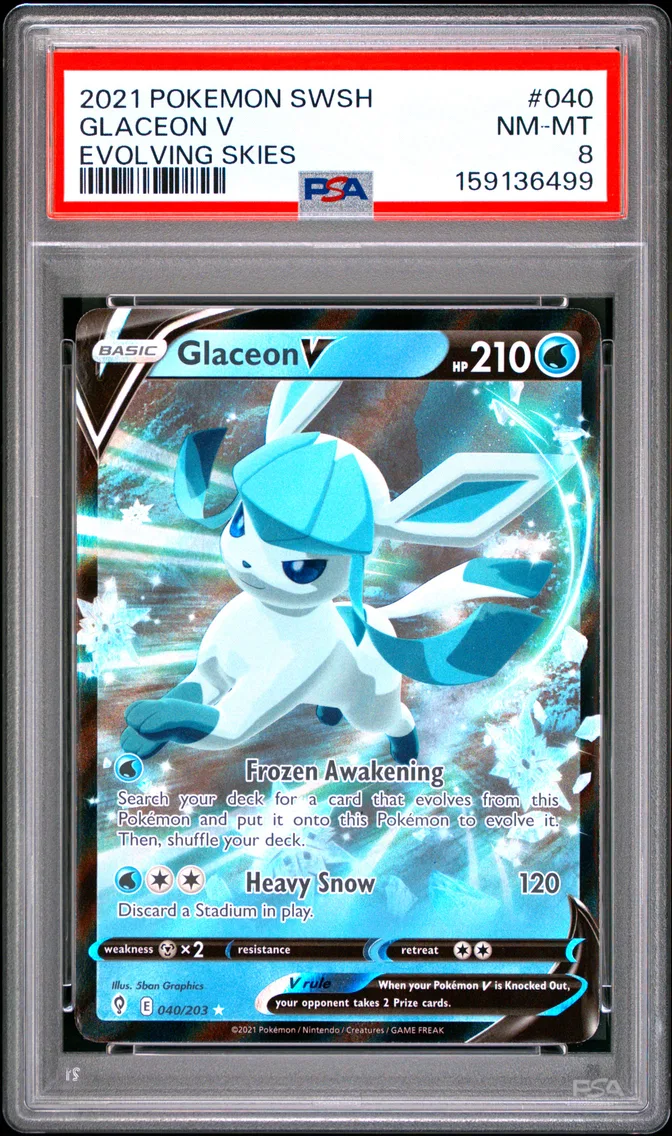 2021 #040 Glaceon V PSA 8 Sword & Shield Evolving Skies